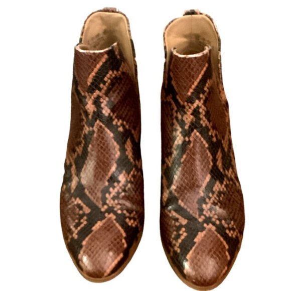 Franco Sarto Roar Snakeskin Embossed Brown/Cognac Bootie Sz 7M #190A - Picture 2 of 7